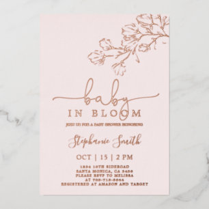 Baby In Bloom Baby Shower Mädchen Folien-Einladung Folieneinladung