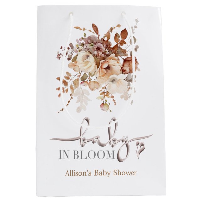 Baby in Bloom Baby Shower Mittlere Geschenktüte (Vorderseite)