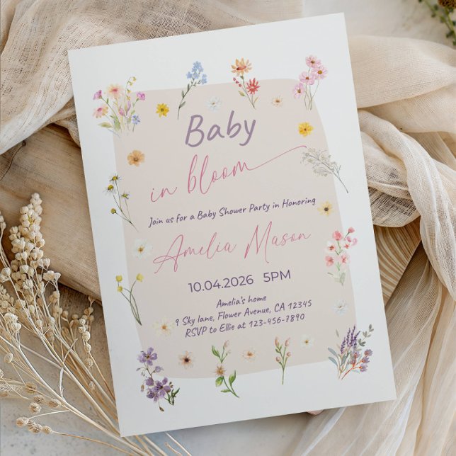 Baby in Bloom Baby Shower Party Einladung (Von Creator hochgeladen)