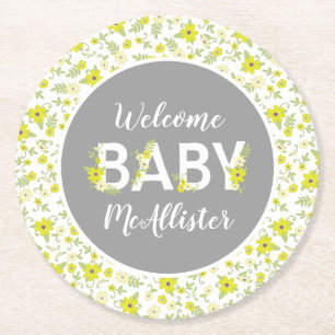 Baby in Bloom Baby Shower Runder Pappuntersetzer