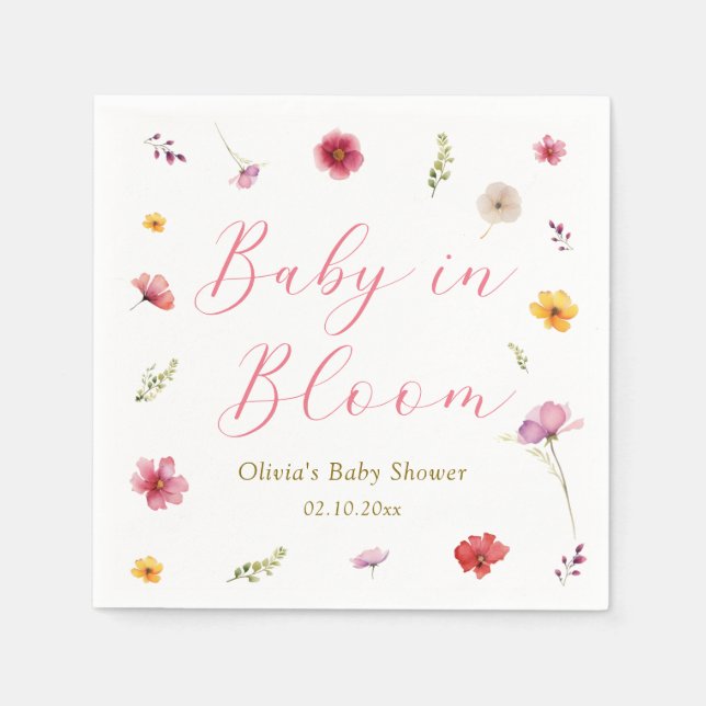 Baby in Bloom Baby Shower Serviette (Vorderseite)