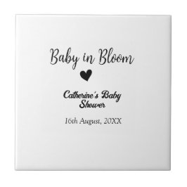 Baby in bloom baby shower simple black heart date fliese