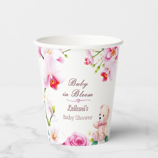 Baby in Bloom Babydusche für eine Papiertasse Pappbecher (Vorderseite)