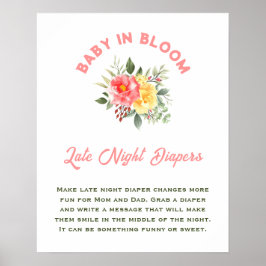 Baby in Bloom Babydusche Spät nächtliche Windeln Poster