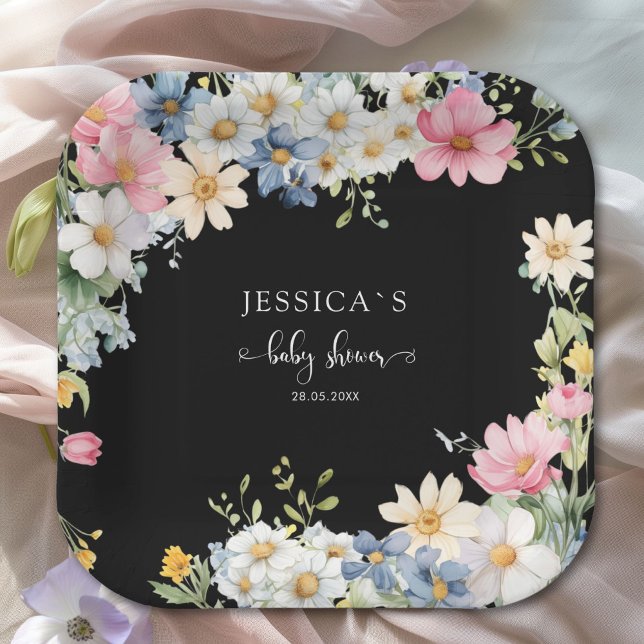 BABY IN BLOOM! Babyparty Pappteller (Wildflower, Baby Shower Paper Plates)