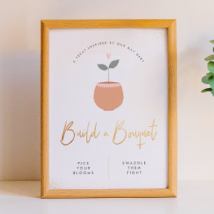 Baby in Bloom bauen ein Bouquet-Babyduschzeichen Poster