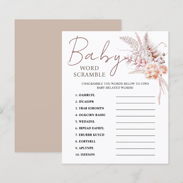 Baby in Bloom | Beige Boho Floral Baby Showspiel (Vorne/Hinten)