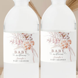 Baby in Bloom | Beige Spring Floral Baby Dusche Wasserflaschenetikett