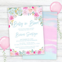 Baby in Bloom Blau Rosa Pfirsich Floral Baby Showe