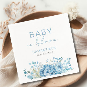 Baby In Bloom Blaue Florale Jungen-Baby-Party Serviette