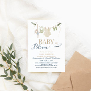 Baby in Bloom Blaue Greenery-Kleine-Leine Botanik  Einladung
