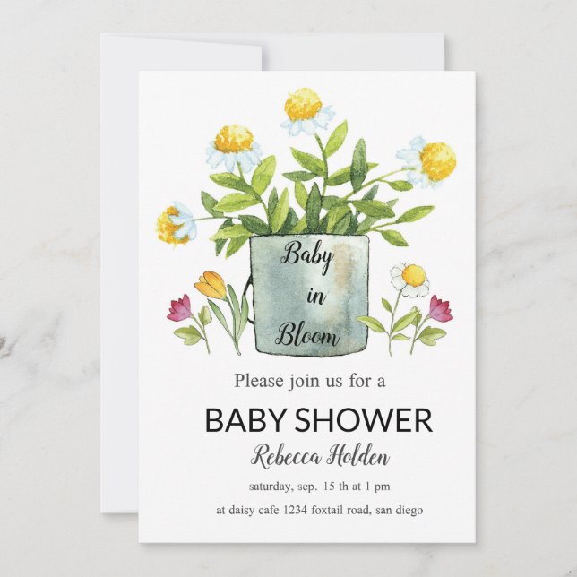 Baby in Bloom - Bloral Baby Dusche Einladung (Vorderseite)