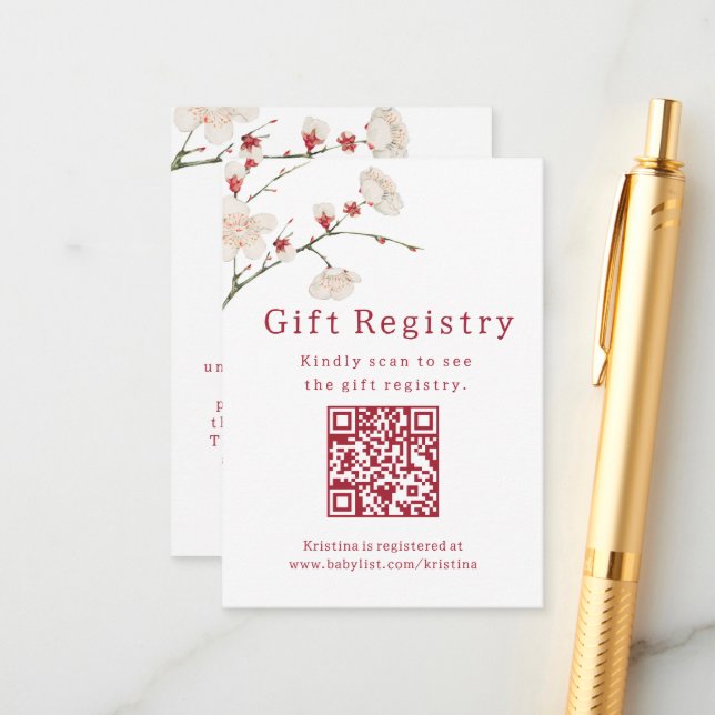 Baby in Bloom Blossom Geschenk Registrierung Baby  Begleitkarte (Vorderseite/Rückseite Beispiel)