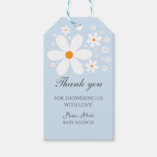 Baby in Bloom Blue Daisy Baby Shower Geschenkanhänger