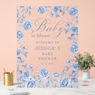 Baby in Bloom Blue Floral Baby Dusche Empfang Acrylschild