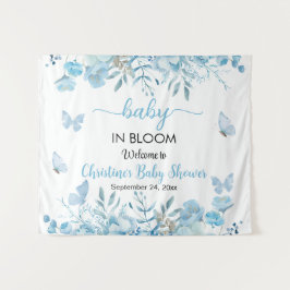 Baby in Bloom Blue Floral Baby Dusche Hintergrund Wandteppich