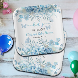 Baby in Bloom Blue Floral Baby Dusche Pappteller