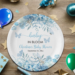 Baby in Bloom Blue Floral Baby Dusche Pappteller