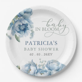 Baby in Bloom Blue Floral Boy Baby Dusche Pappteller