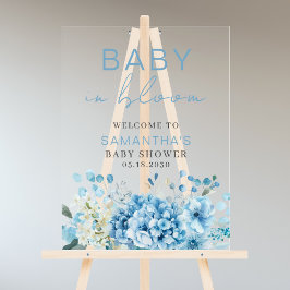 Baby In Bloom Blue Floral Boy Baby Shower  Acrylschild