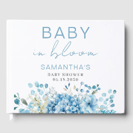Baby In Bloom Blue Floral Boy Baby Shower  Gästebuch