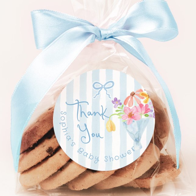 Baby in Bloom Blue Whimsical Tank Sie Runder Aufkleber (Von Creator hochgeladen)