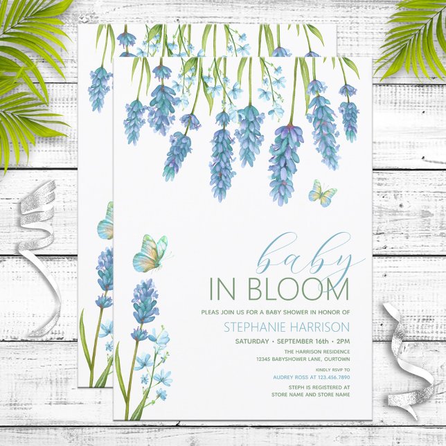 Baby in Bloom Blue Wildblume Babydusche Einladung (Von Creator hochgeladen)
