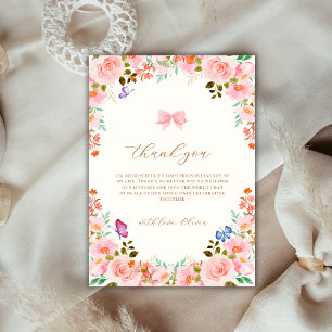Baby in Bloom Blume Butterfly Garden Kinderdusche Dankeskarte