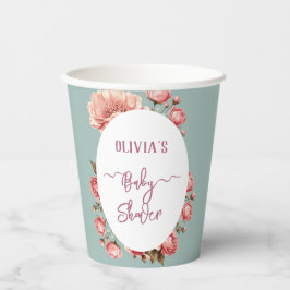 Baby in Bloom Blume Rose Pink Baby Dusche Willkomm Pappbecher