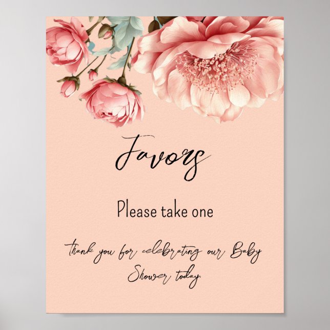 Baby in Bloom Blume Rose Pink Baby Duschfavoriten Poster (Vorne)