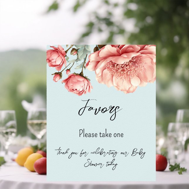 Baby in Bloom Blume Rose Pink Baby Duschfavoriten Poster (Von Creator hochgeladen)