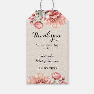 Baby in Bloom Blume Rose Pink Baby Show Vielen Dan Geschenkanhänger