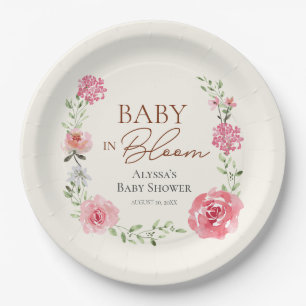 Baby in Bloom Blume Thema Kinderdusche individuell Pappteller