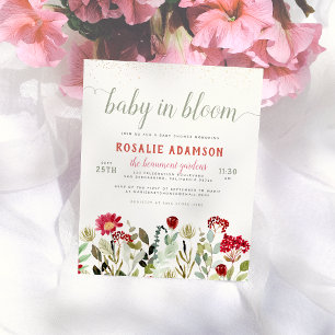 Baby in Bloom Blume und Grünpflanzen Kinderdusch Postkarte