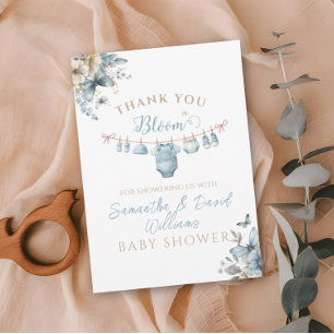 Baby in Bloom Blumen Blau Baby Boy Shower Dankeskarte