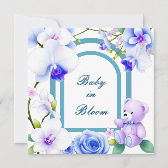 Baby in Bloom Blumendusche für Jungen Einladung (Vorderseite)
