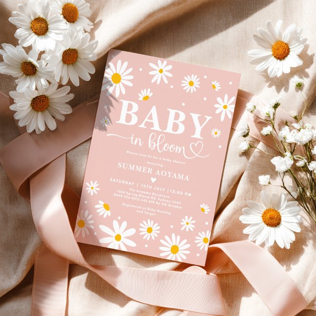 Baby in Bloom Blush Boho Daisy Blumendusche Einladung (Von Creator hochgeladen)