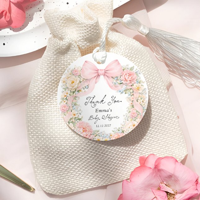 Baby in Bloom Blush Pink Bow Thank You Geschenkanhänger (Von Creator hochgeladen)