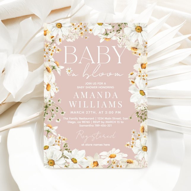 Baby in Bloom Blush Pink Daisy Baby Girl Dusche Einladung (Von Creator hochgeladen)