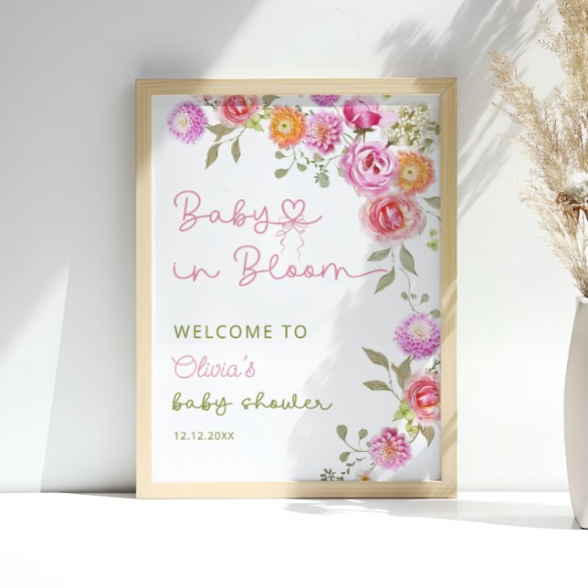 Baby in Bloom Blush Pink Girl Baby Dusche Willkomm Poster (Von Creator hochgeladen)