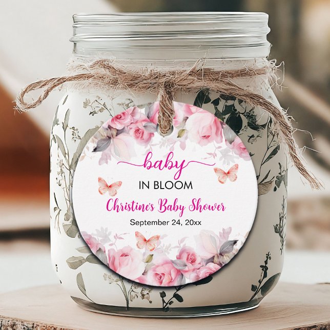 Baby in Bloom Blush Rose Kinderdusche Geschenkanhänger (Von Creator hochgeladen)