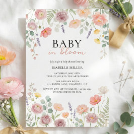 Baby In Bloom Blush & Teal Spring Floral Shower Einladung