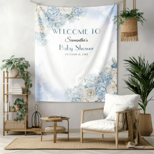Baby in Bloom Bohemisch Blue Rose Baby Dusche Wandteppich