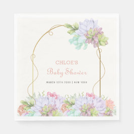 Baby in Bloom Boho Arch Cactus Baby Shower Serviette