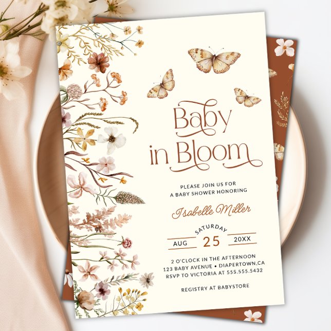 Baby in Bloom Boho BläserBaby-Dusche Einladung (Baby In Bloom Boho Floral Baby Shower Invitation)