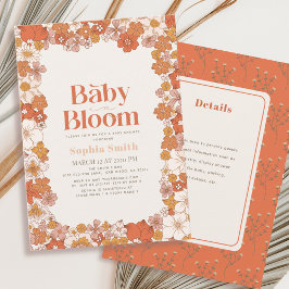 Baby in Bloom Boho Blumendetails Babydusche Einladung