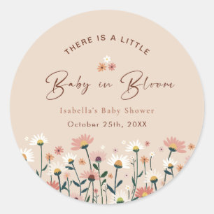 Baby in Bloom Boho Chic Blumengarten Party Dusche Runder Aufkleber