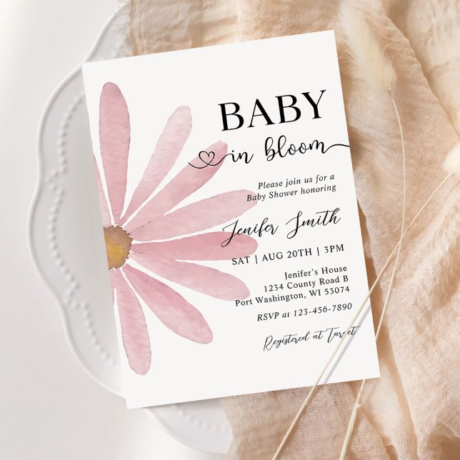 Baby in Bloom Boho Daisy Blumendusche Einladung (Von Creator hochgeladen)