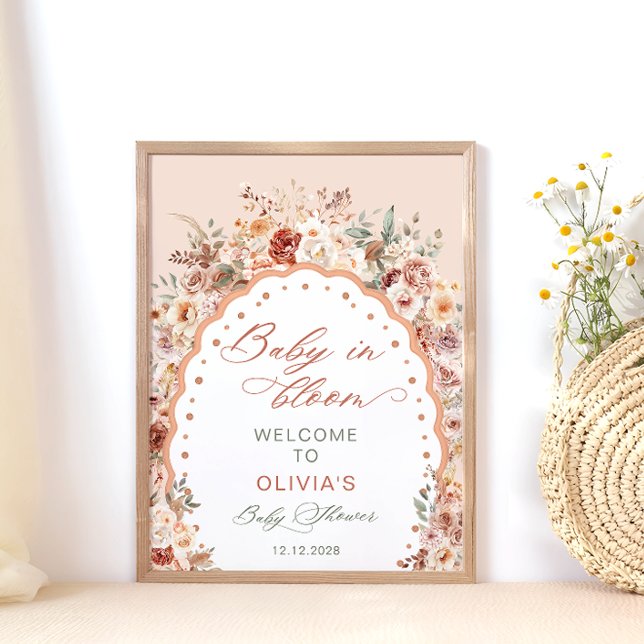 Baby in Bloom Boho Floral Baby Shower Welcome Poster (Von Creator hochgeladen)