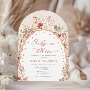 Baby in Bloom Boho Floral Neutrale Babyparty Einladung